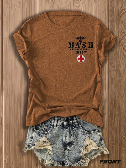 MASH U.S. Army Mobile Hospital Vintage Graphic Tee for Enthusiasts -  Style Double-Sided Print -blend T-shirt with Double-sided Print