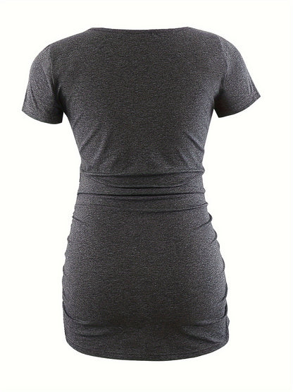Women's Maternity Classic Side Ruched T-Shirt Tops Mama Pregnancy Clothes