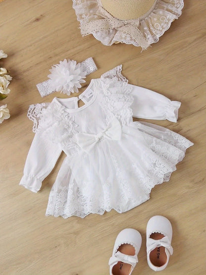 Baby Girls Outfit Set - Floral Lace Style 58821