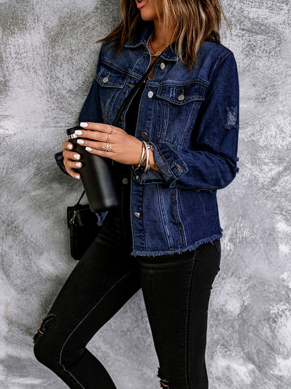 Women's Medium Blue Denim Oversized Denim Jacket - product view 16