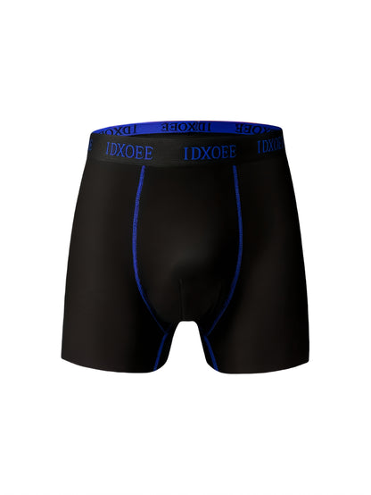 5pcs Men'S Breathable Boxer Briefs Solid Color With Side Stripe, Durable & Comfortable, All-Season Wear, Fashionable, Breathable, Comfortable Sports Underpants