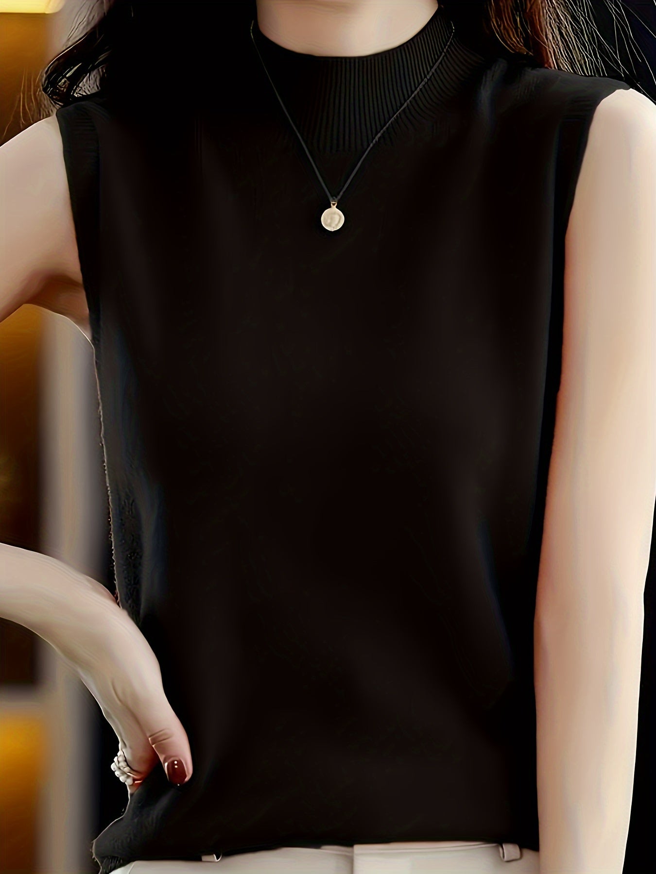 New Women's Vest Women Spring Summer Slim Ladies Short Solid Color All Matching Half High Neck with Sleeveless Top Festive Atmosphere Clothing