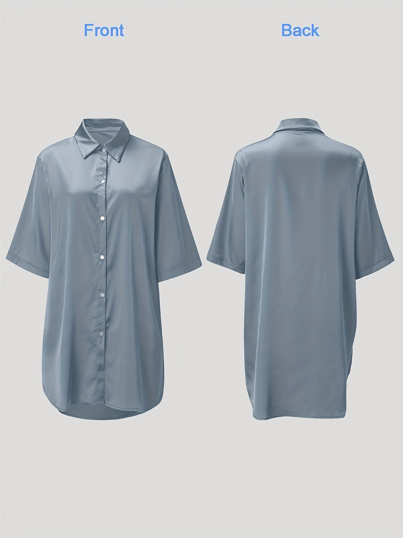 European And American Solid Color Sexy Shirt for Women Comfortable And Smooth Home Wear Long Pajamas