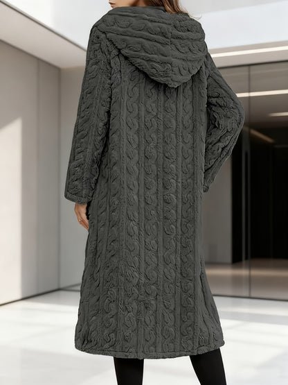 Elegant Women's Long Cardigan - Stylish Outer-Style Bathrobe, Machine Washable, All-Season Sweater, Daily Button-Up Mid-Length Coat, Structured Design, Suitable for All Seasons, Women's Lightweight and Breathable Spring/Autumn Bathrobe