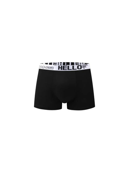 10pcs Men's Boxer Briefs with 'Hello' Print - Soft and Stretchy Knit Underwear, Breathable Quick-dry Fabric, Medium Elasticity, Suitable for Daily Wear and Sports, Machine Washable - Casual Fashion Design, Everyday Comfort, Unique Waistband, Comfor