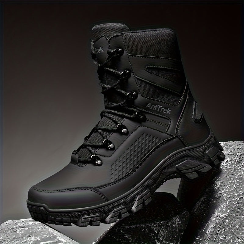 [Tactical Boots] Men's High-Top Tactical Boots - Heavy-Duty All-Terrain Outdoor Footwear With Slip-Resistant Rubber Soles, Ideal For All-Weather Hiking, Hunting, Climbing, And Mountaineering - Durable And Comfortable For Extended Wear