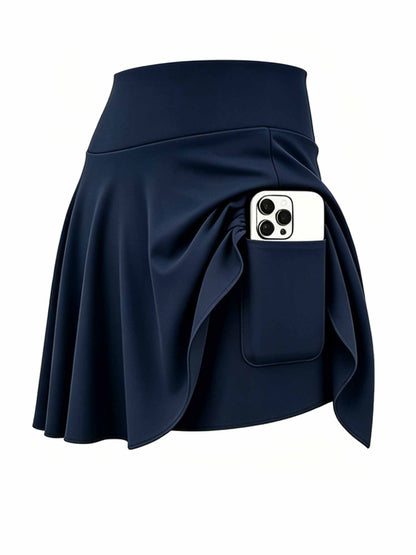 4pcs Women's Athletic Skorts Fake 2pcs Skirt Pants Elegant High Waist Skirt Summer Korean Style with Pockets Breathable Slim Fit Yoga Skirt Built-in Shorts Anti-Exposure Running Fitness Tennis Sports Skirt Gift for Wife Family Friends