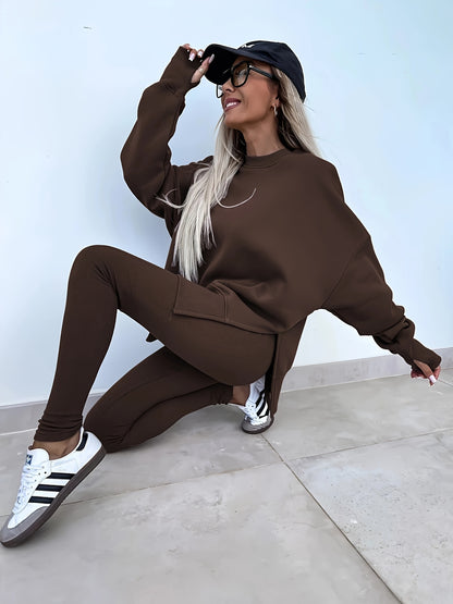Women's Spring And Autumn Outdoor Sports Hoodie Set, Women's Autumn And Winter Long Sleeve Solid Color Hoodie Casual Set, Hoodie Top And Pants Yoga Two-piece Set, Outdoor Running Fitness Set