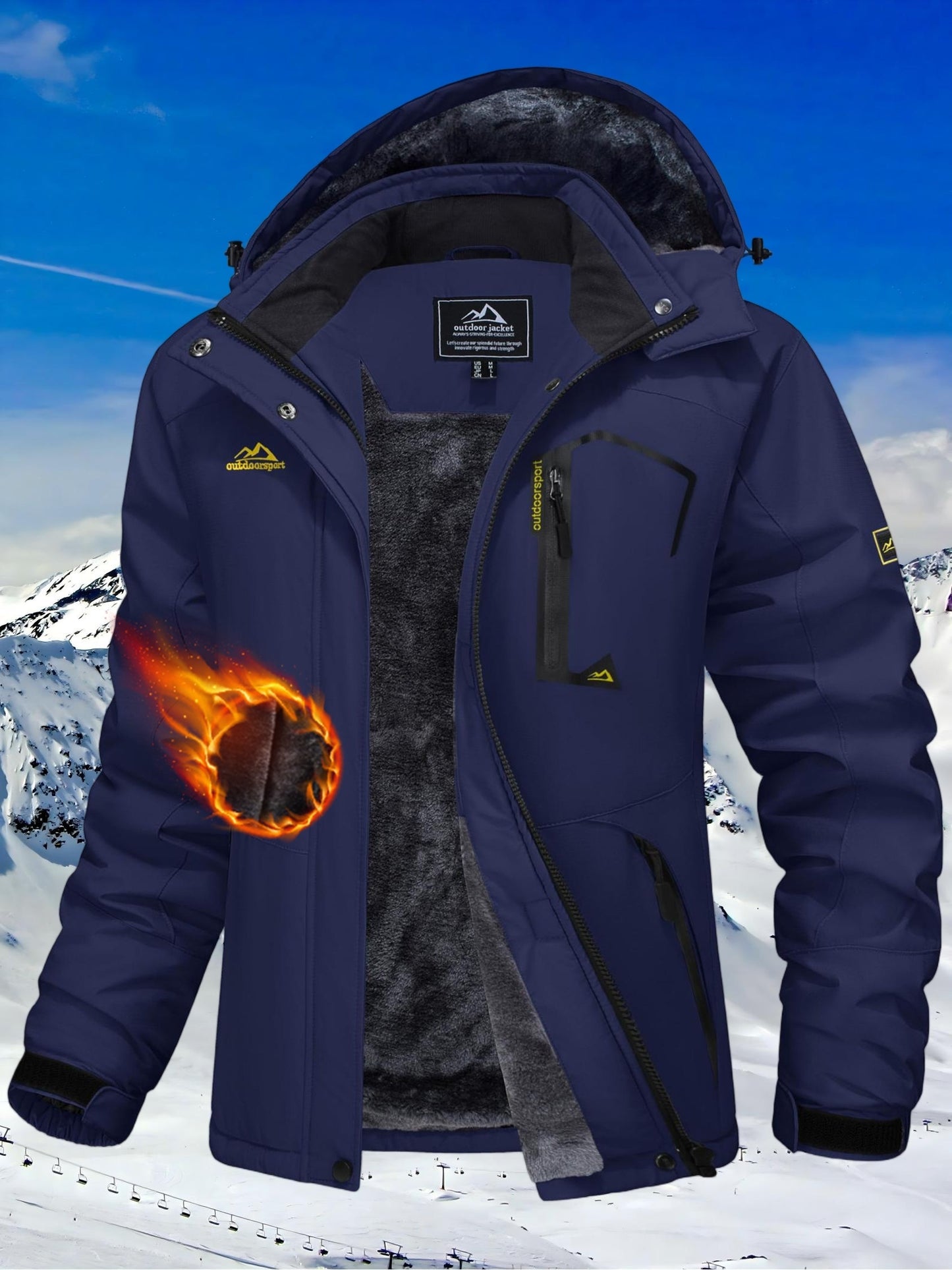 [Winter Jacket for Women]Women'S Ski Snowboard Jacket Thermal Fleece Insulated Snow Jacket Casual Work Jacket Coat Windbreaker Parka 4 Pockets Camping Snow Jacket Warm Winter Hiking Fleece Lined Jacket