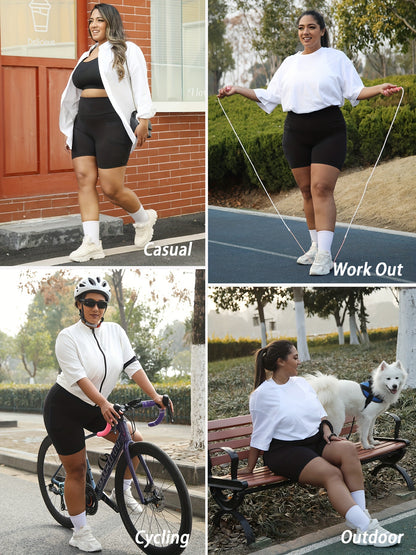 Women's Black + Linen Gray + Coffee + Wine Red + Pink High-Waist Shorts - product view 7