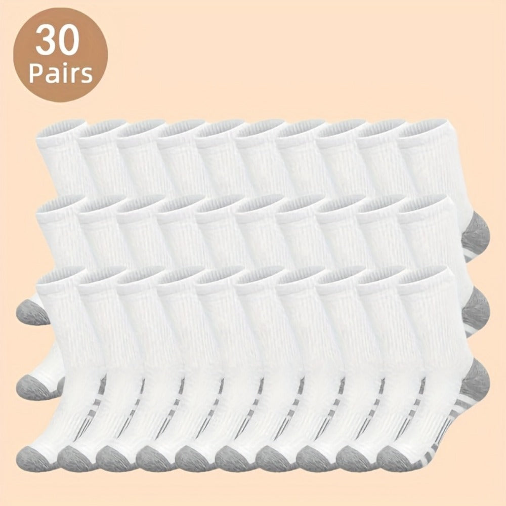 Men's Colorblock Crew Socks - 30-Pair Pack