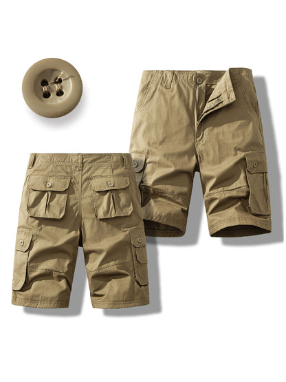 2-Pack Men'S New Multi-Pocket Work Shorts, 100% Pure Skin-Friendly And Breathable Fabric, Running, Travel, And Hiking Shorts, Wrinkle-Resistant And Durable Shorts