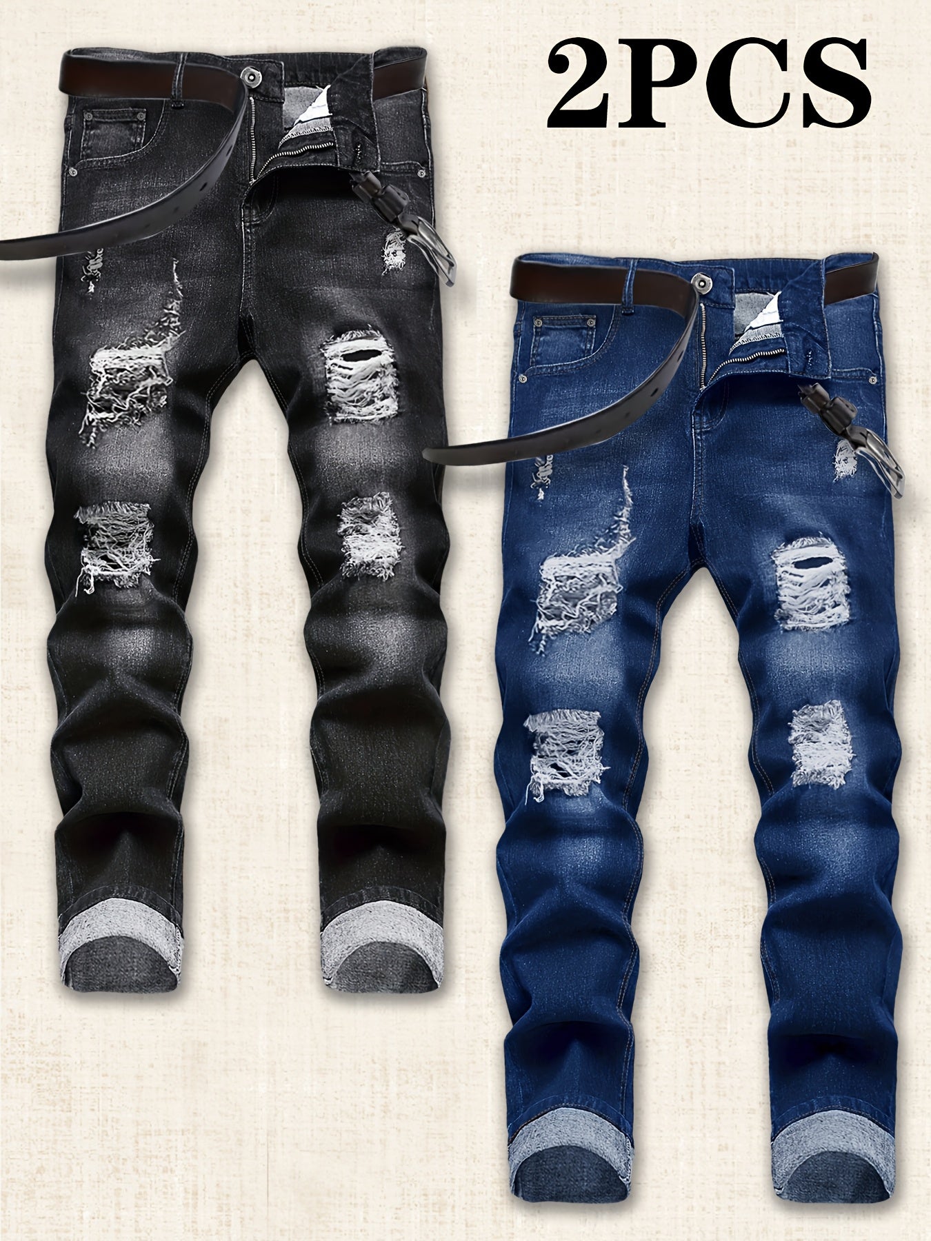 Men'S Slim Fit Ripped Jeans - Trendy Distressed Style - (Limited Sizes!)