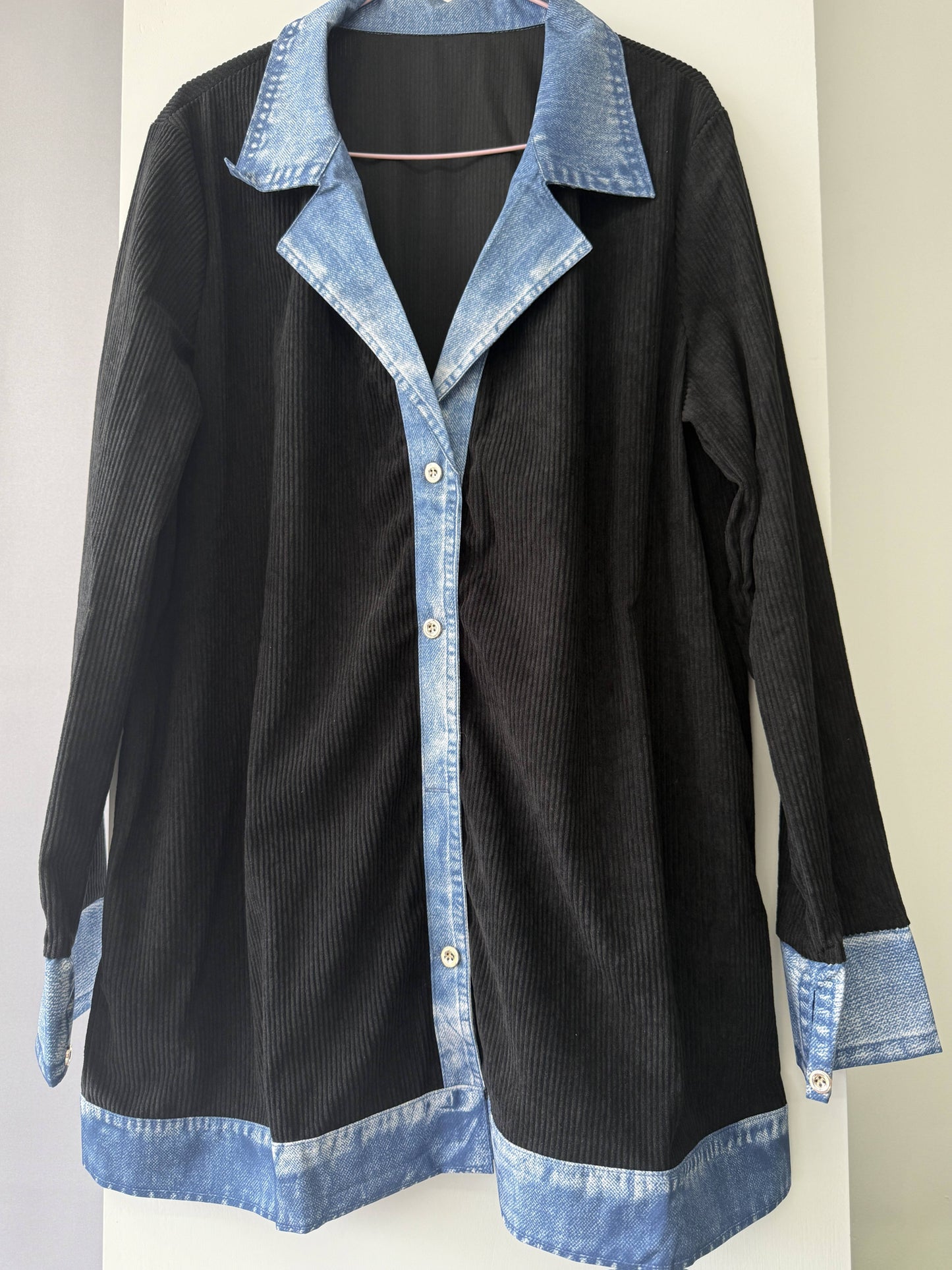 Casual Denim Patchwork Jacket with Loose Collar And Cardigan Top for Women | Long Sleeve, Single Breasted, Skinny Fit, Fall/Winter Collection