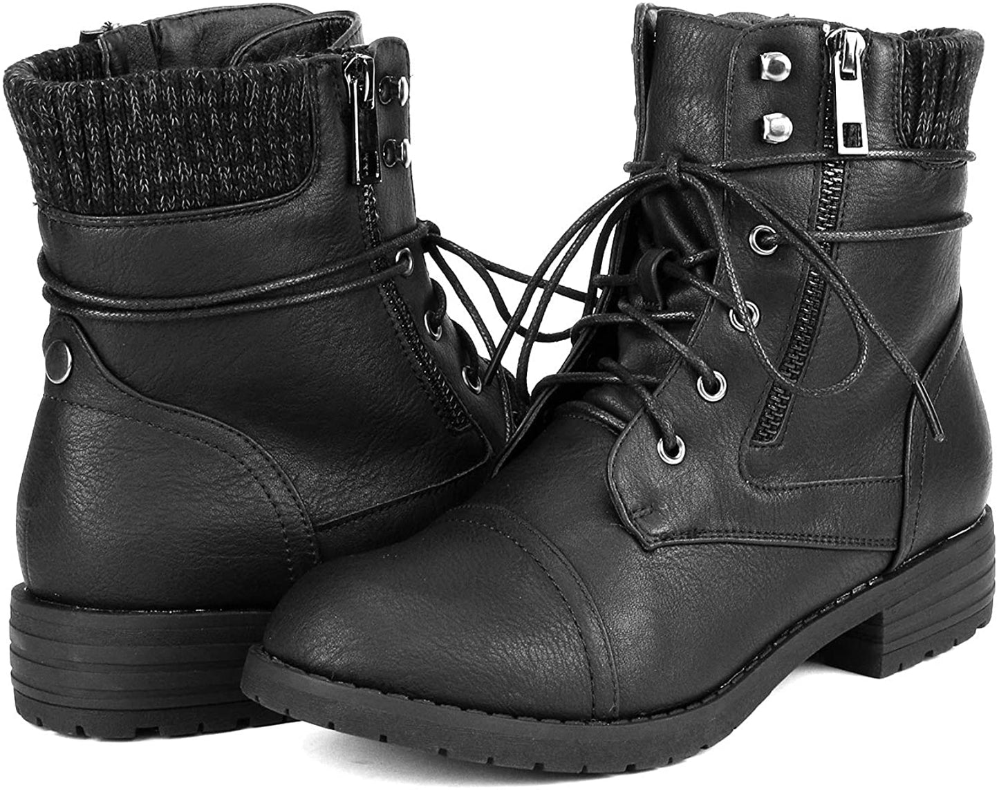 Women's Lace Up Combat boots Winter Warm Ankle Booties Short Boot