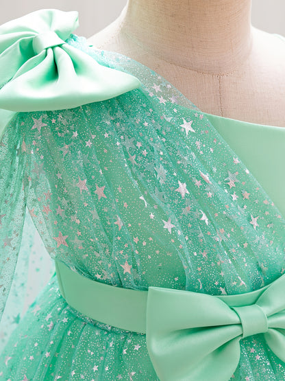 Halloween Dresses for Girls, Kids Halloween Costumes Galaxy Print Tutu Dress Off-Shoulder Flutter Sleeves A-Line Party Princess Gown