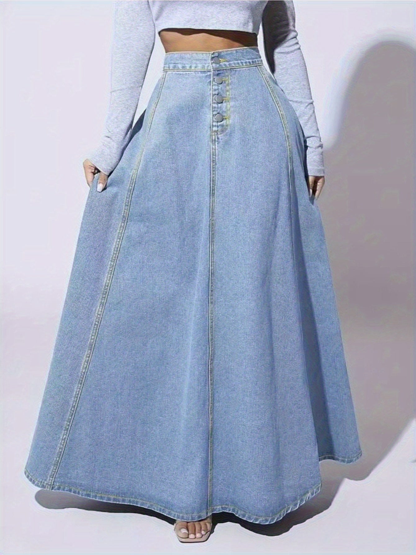 Women's Dark Blue Denim Skirt - product view 2
