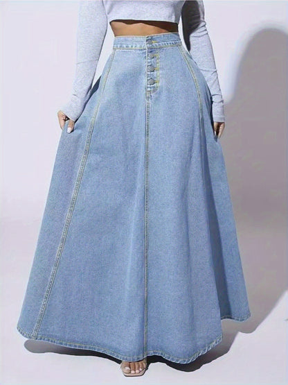 Women's Dark Blue Denim Skirt - product view 2