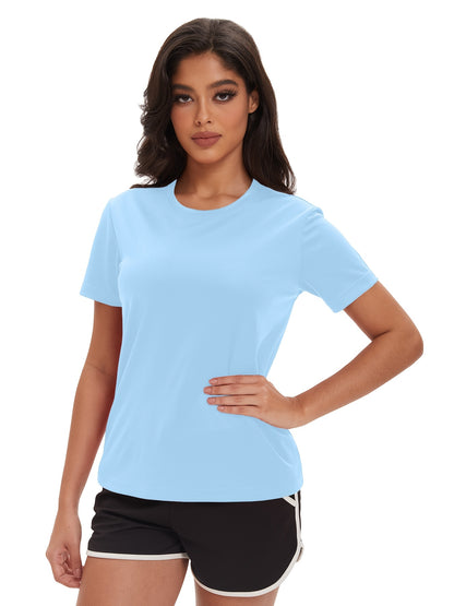 5 Pack Women' Quick-Dry S - Short Sleeve Tees Suitable for,,,, Swimming, & Outdoor, Crew Neck Solid Color Spring/Summer