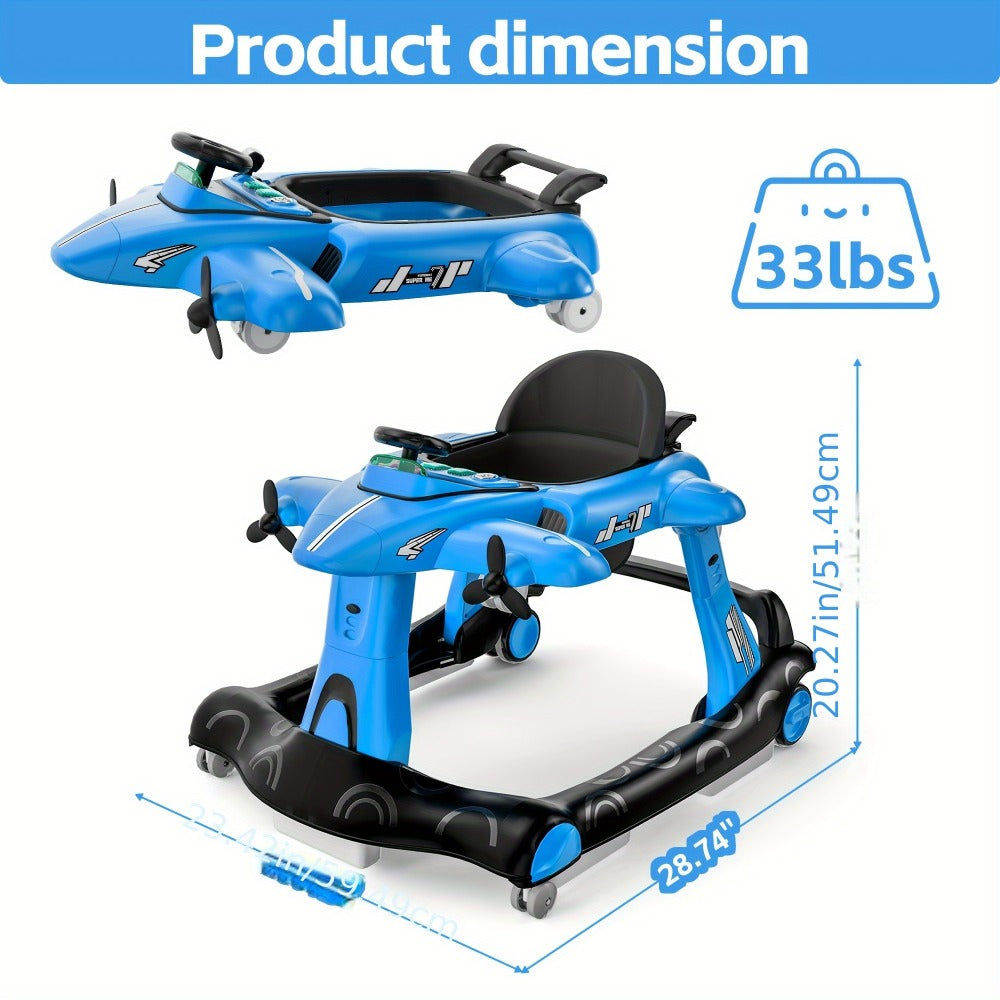 Baby Walker - Foldable Adjustable Padded 6-in-1