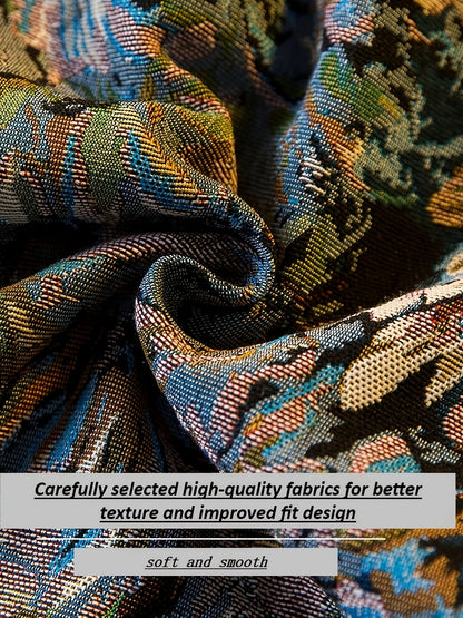 Multi-Functional Long-Sleeve Shirt Jacket Featuring Abstract Oil Painting Embroidery - Ideal for Any Season, Can Be Washed in a Machine