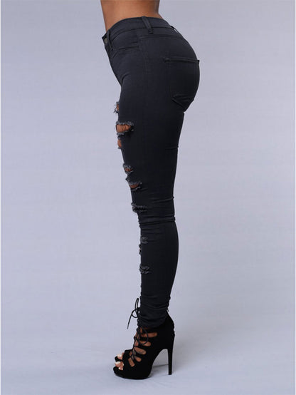 2025Women's Ripped Skinny Jeans, High Waist Stretch Denim Pants - Slim Fit Casual Style for Casual Attire Elegant,, Sexy