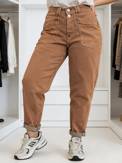 Plus Size Women'S Stretch Mid-Rise Straight Leg Jeans with Slanted Pockets - Versatile Year-Round Denim for Casual Everyday Wear Workwear Style, Relaxed Fit, Suitable for All Seasons, Casual And Semi-Formal Occasions
