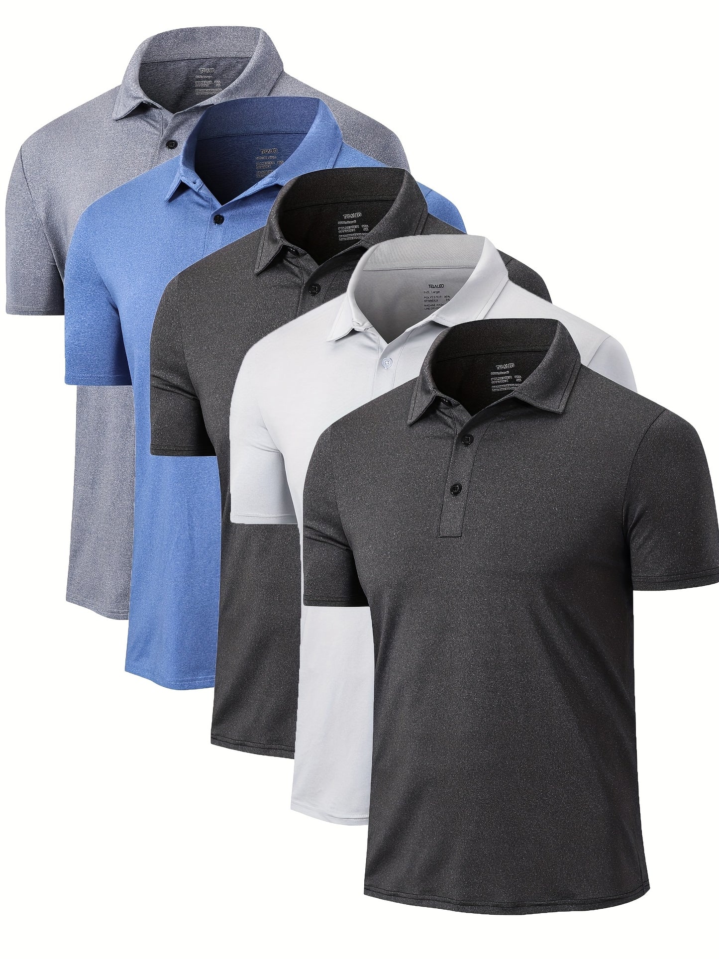 5pcs Men'S Shirt Quick Dry Performance Short Sleeve Golf T-Shirt - Moisture Transferring Casual Fitness Top