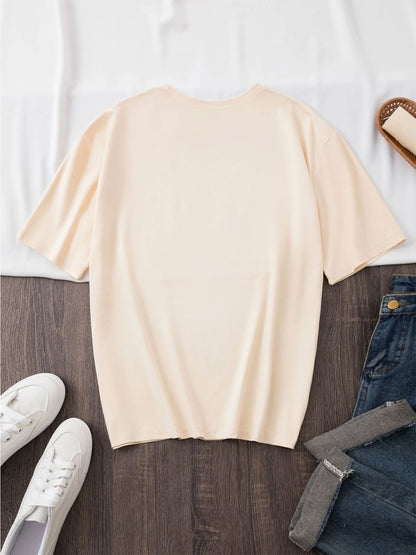 Women's Retro Breathable Crew Neck Short Sleeve T-Shirt - Minimalist Casual & Elegant Blouse-Compatible Top Suitable for Holidays, Parties, Spring/Summer Wear with Animal, Letter & Cartoon Prints, Machine Washable Versatile Basic Tee