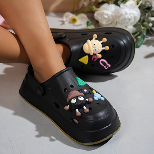 Women's Clogs, Cute Cartoon Shoe Charms, Fashionable Summer Casual Slippers, Suitable for Outdoor and Indoor Sandals, Height Increasing and Non-Slip, Ideal for Vacation, Walking, Beach, Christmas Gift, Women Shoes