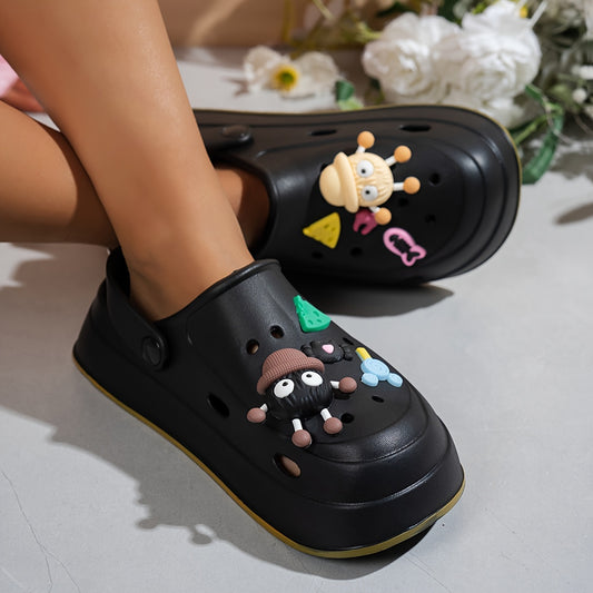 Women's Clogs, Cute Cartoon Shoe Charms, Fashionable Summer Casual Slippers, Suitable for Outdoor and Indoor Sandals, Height Increasing and Non-Slip, Ideal for Vacation, Walking, Beach, Christmas Gift, Women Shoes