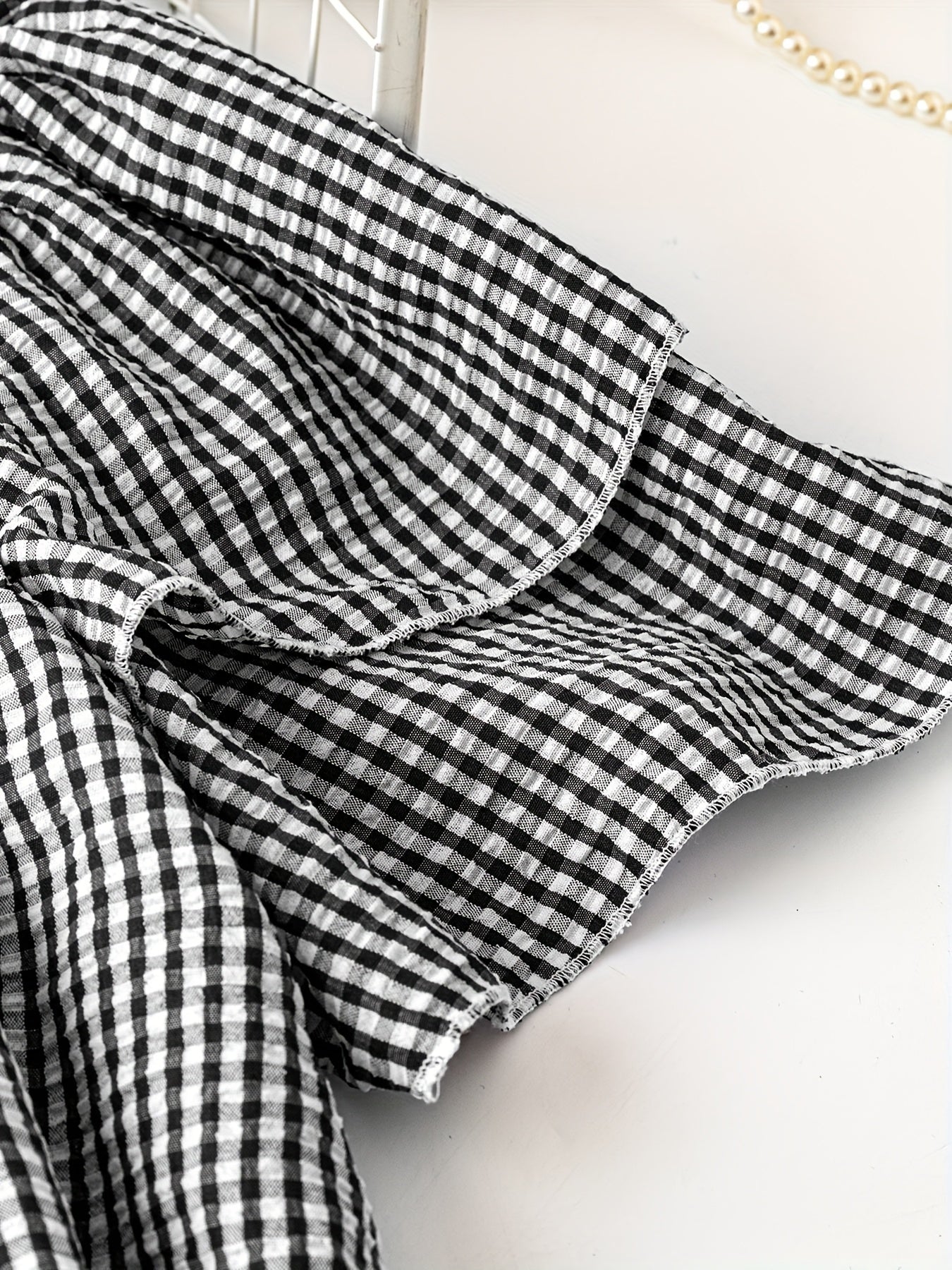 Plus Size, Women's Plus Size Short Sleeved Checkered Shirt Summer Casual Round Neck Outdoor Casual Top