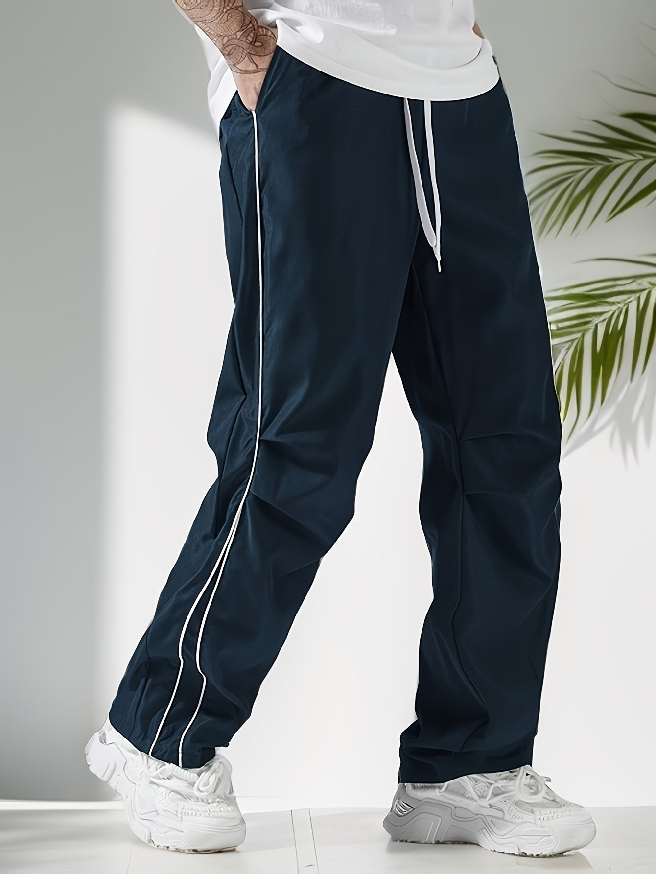 Men'S Plain Casual Trousers Designed for Outdoor Activities, Featuring Drawstrings And Breathable Fabric, Ideal for Fitness And Everyday Use in Any Season