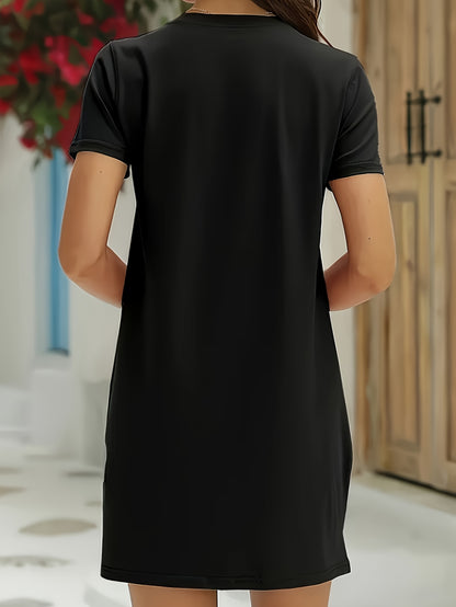 Plus Size Maternity Dress| Comfortable Knee-Length Tee Dress for Pregnant Women