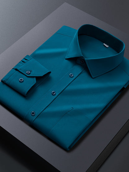 Men'S Long-Sleeve Button-Up Shirt Suitable for Semi-Formal Occasions in Spring And Summer Business Settings