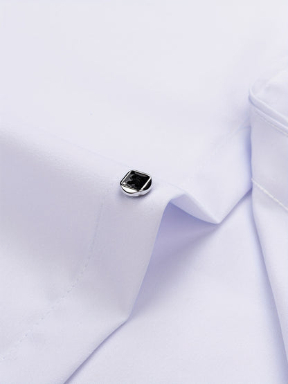 Father'S Day Gift Choice, Men'S Long Sleeve Button Shirt, Crystal Button Design, Solid Color Plain Formal Business Attire, Great As Gift for Party, Wedding, Date Dress Shirt