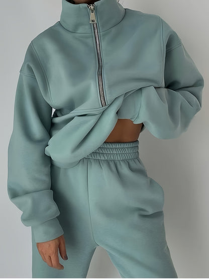 Women'S Two-Piece Set, Fleece Sweatshirt, Sporty Street Casual Fashion Set for Women