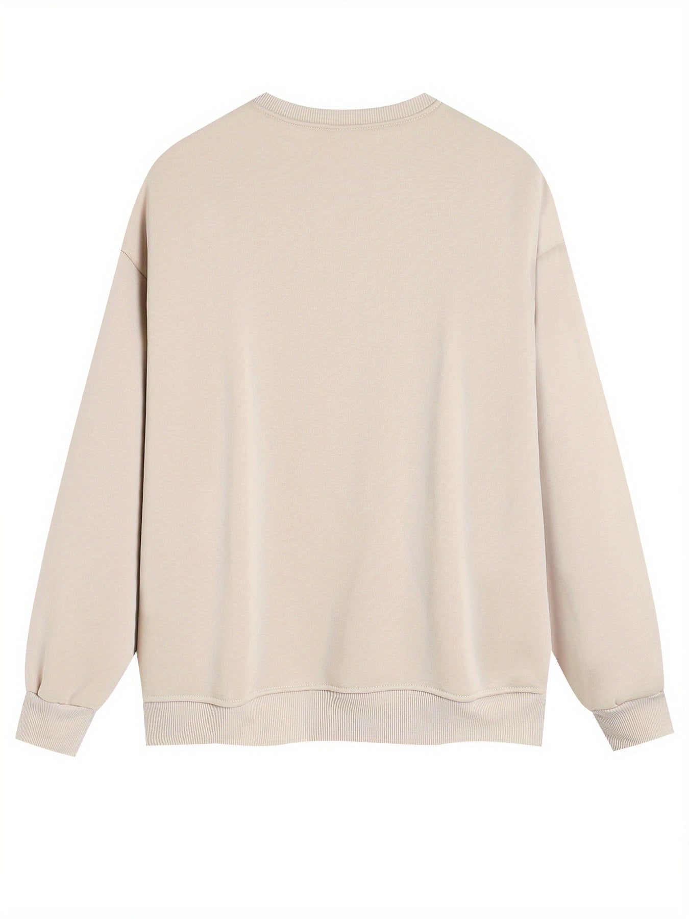Just Peachy Women's "Just Peachy" Pattern Printed Crewneck Sweatshirt- Polyester Fiber, Loose Fit, 280g Heavyweight Fabric, Machine Washable, Autumn Winter Casual Pullover
