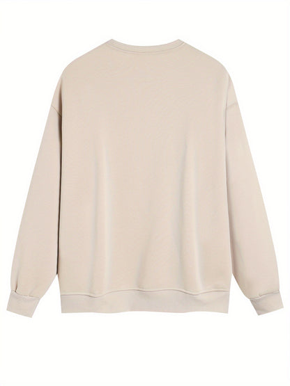 Just Peachy Women's "Just Peachy" Pattern Printed Crewneck Sweatshirt- Polyester Fiber, Loose Fit, 280g Heavyweight Fabric, Machine Washable, Autumn Winter Casual Pullover
