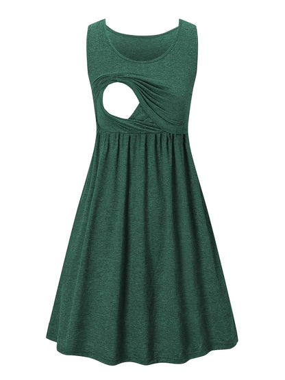Women'S Maternity Casual Nursing Dresses Sleeveless Comfy Breastfeeding Dress