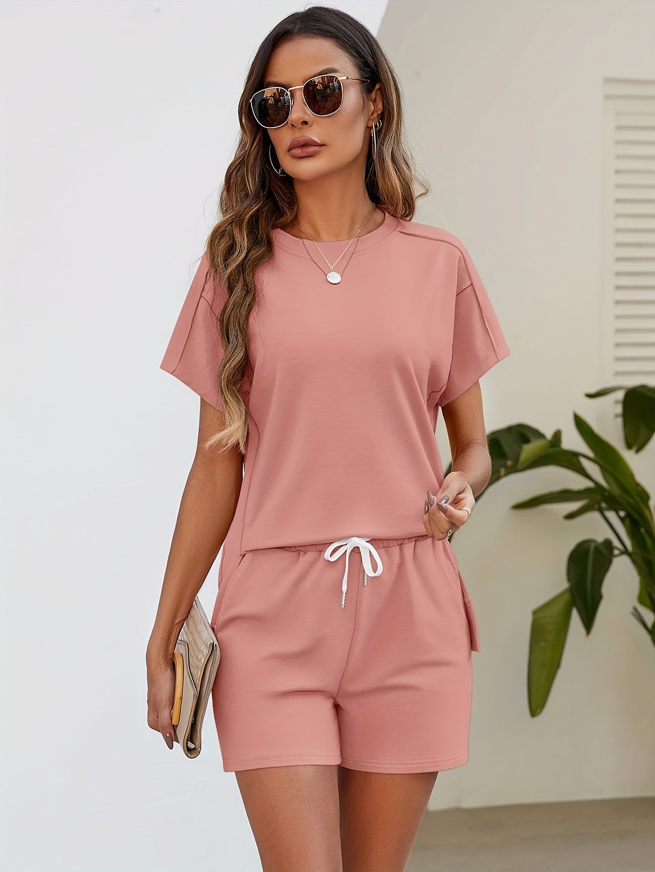 Women's Dirty Pink Short-Sleeve Shorts - product view 21