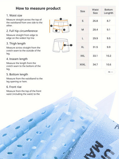 4 Pcs Men's Fashionable, Comfortable, Sexy, Breathable Mesh High Elasticity Patchwork Four Corner Underwear Is A Great Gift Item
