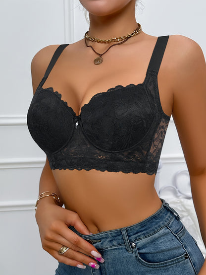 Sexy Beautiful Lace Women'S Underwear Gathered Wide Shoulder Straps Breathable And Comfortable Bra Can Be Worn Daily