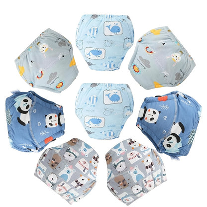 8pcs/4pcs Pack Reusable Cotton Training Pants Suitable for Toilet Training, Washable & Breathable Diapers with Elastic Waistband, Cute Animal Prints (Cute //Dog Prints), / for &, Potty Training Gifts