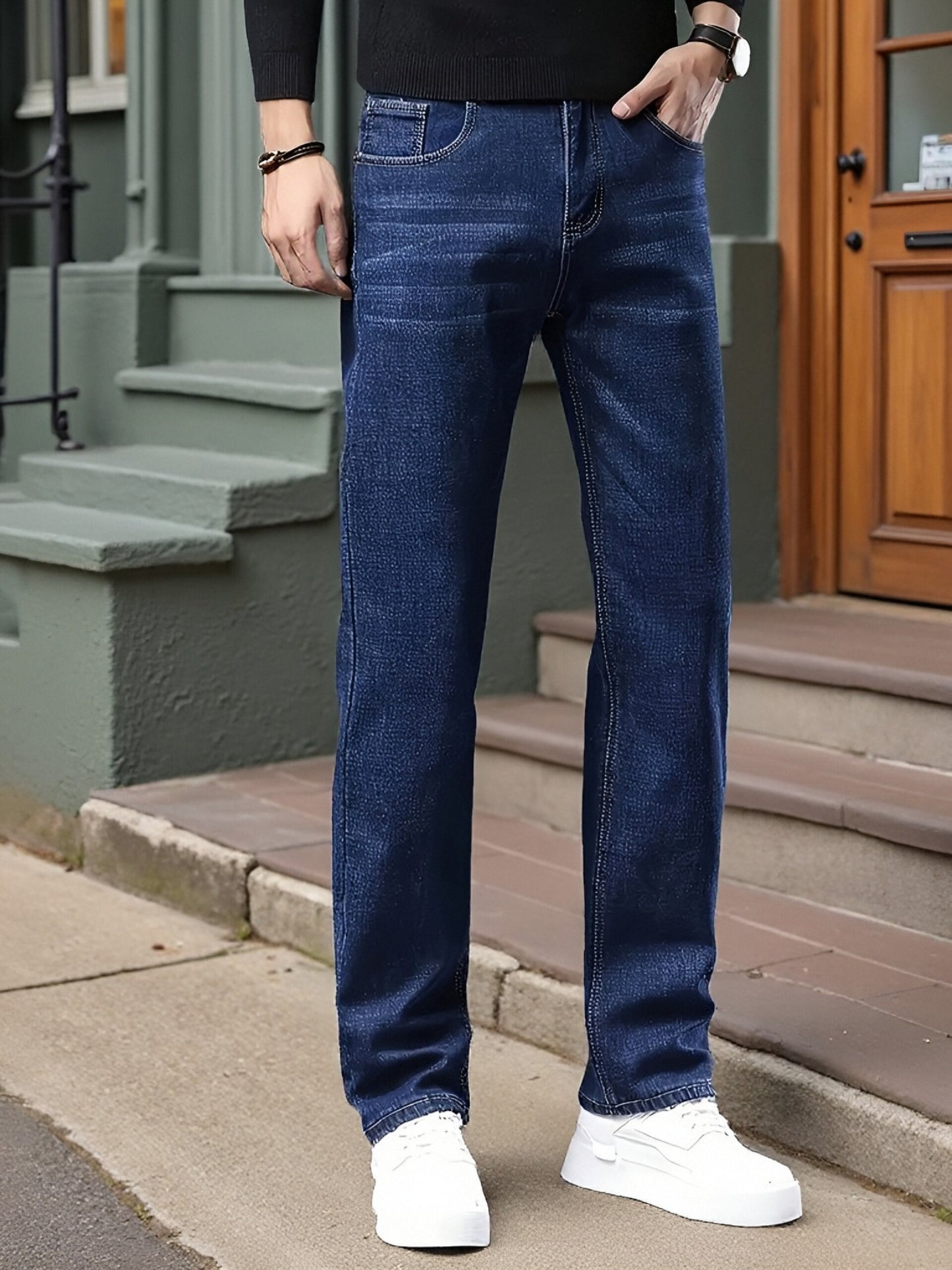 Men'S Jeans Straight Loose Casual Trousers Work Wear Trousers Suitable for All Seasons, Excellent Craftsmanship, Excellent Quality, Out of Work