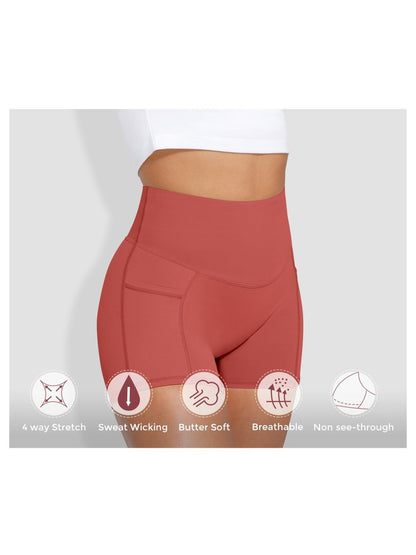 1Pc Women'S High-Waist Stretchy Athletic Shorts, Breathable Compression Bike Yoga Workout Shorts