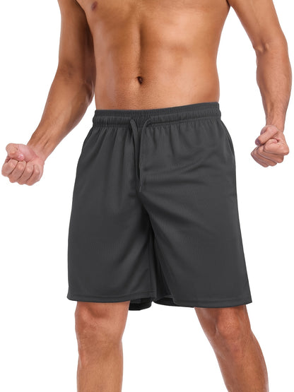6pcs Athletic Gym Mens Shorts - Workout Black Quick Dry Shorts with Pockets for Running Casual Activewear