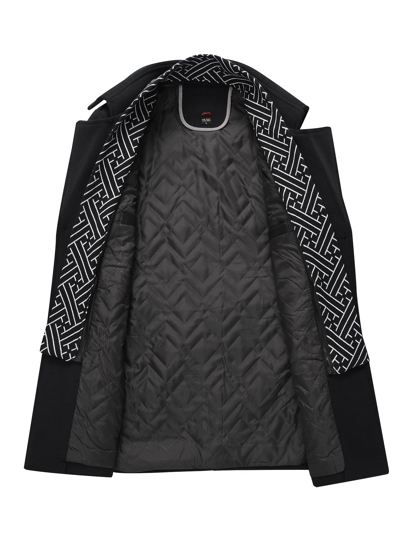 Men'S Wool Blend Coat with Detachable Soft Scarf Notched Collar Single Breasted Overcoat