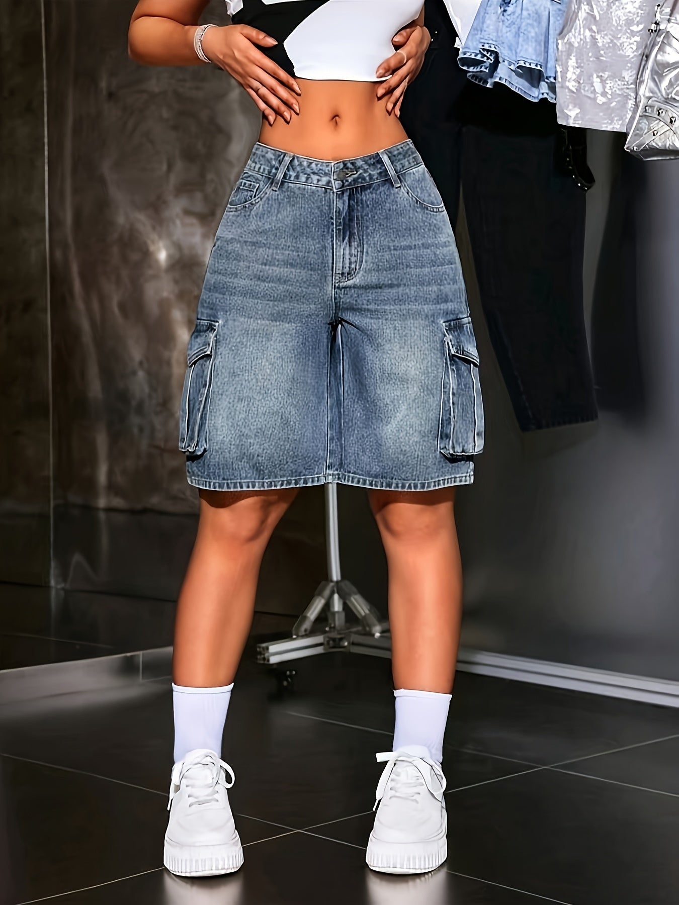 IXBGG Women'S Light Blue Work Cargo Pants-Heavy-Duty Multi-Pocket Cargo Jeans, Relaxed Wide-Leg Design With Belt Loop & Zipper Closure, Machine Washable Casual Work Pants For Everyday & Formal Outfits (Spring/Summer) - Versatile For Jeans Dress Pant