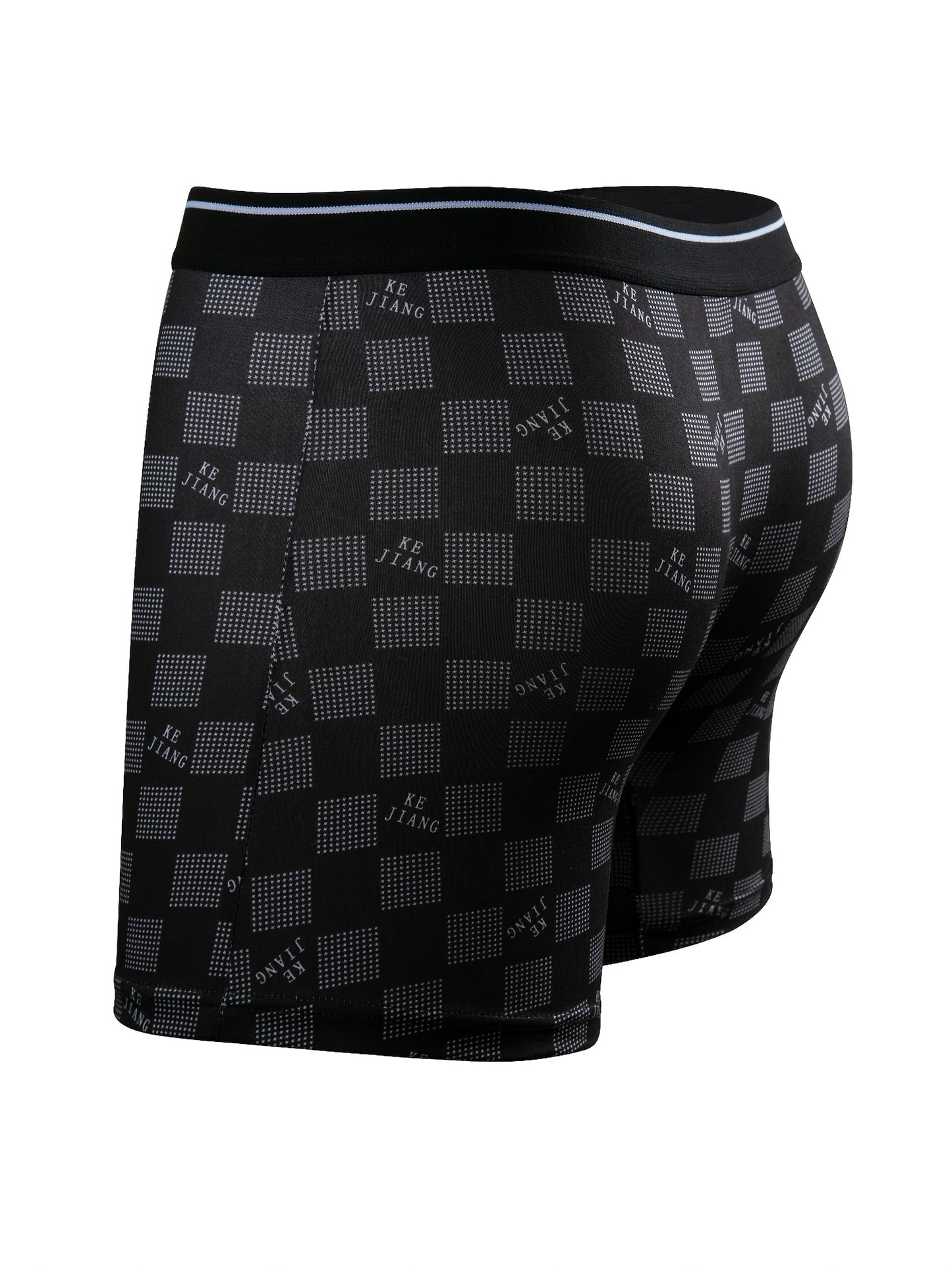 6pcs Men's Stretchy Boxer Briefs - Breathable & Comfortable, Black & White Print Polyester Blend, Elastic Waistband, Perfect for Sports & Casual Attire